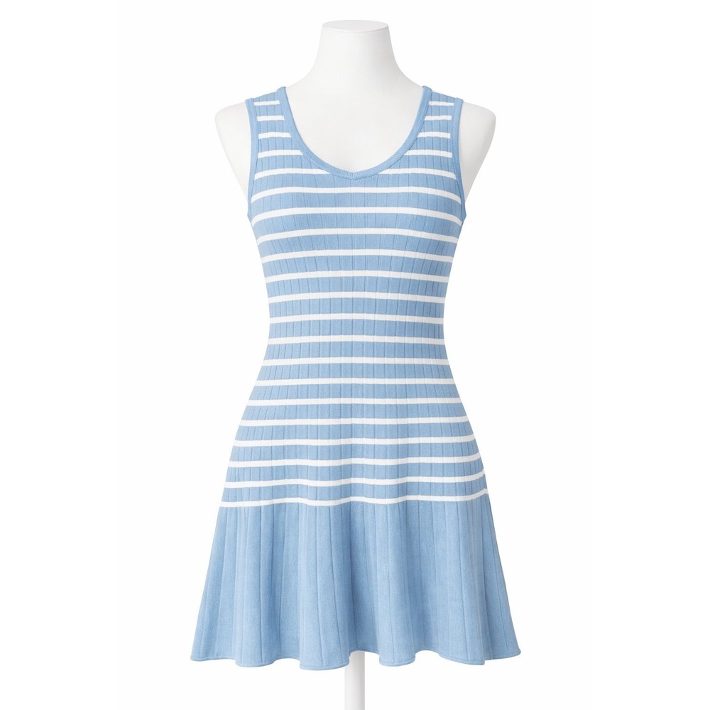 VOY Dress Womens Medium Blue Boat Preppy Old money Knit Tank Drop Waist Sailing